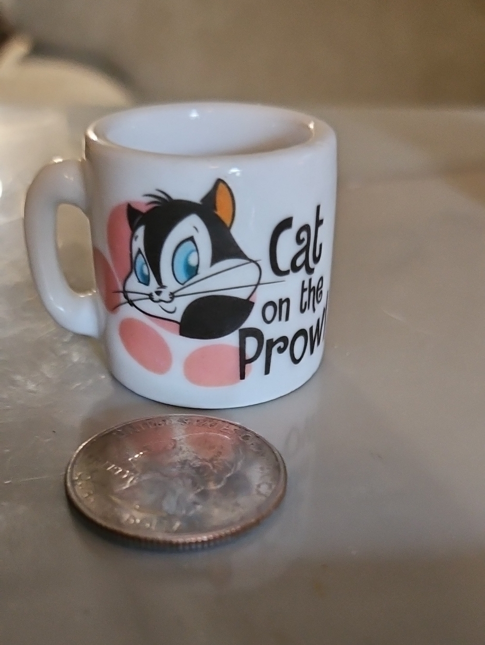 Warner Bros. White Mini Mug with Black Cat and Pink Accents